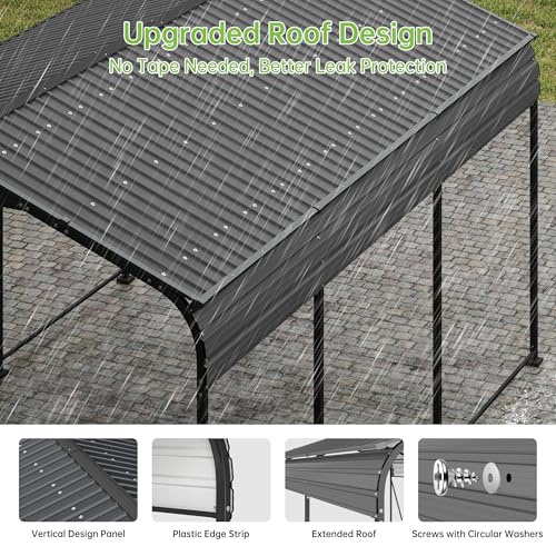 10x15 FT Updated Galvanized Steel Roof Metal Carport