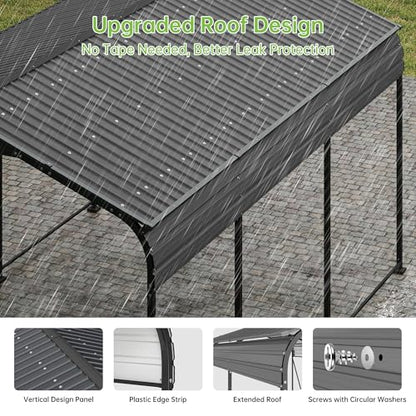 10x15 FT Updated Galvanized Steel Roof Metal Carport
