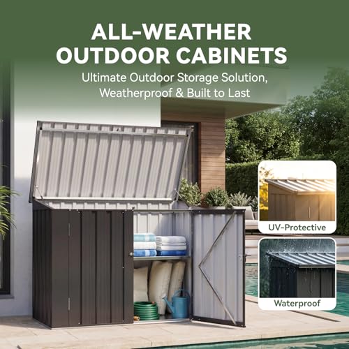 Outdoor Storage Cabinet 20Cu.Ft Metal Storage Shed with Floor&Shelf