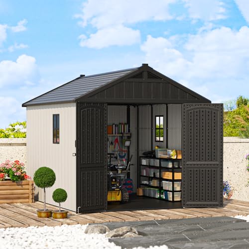 8x10 FT Resin Outdoor Storage Shed with Floor