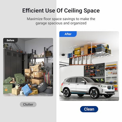 4x8 Overhead Garage Storage Rack with 6 Hooks (2 Count)