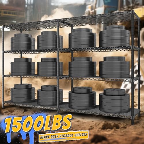 72.8" W Storage Shelves Load 1500LBS (4 Count)