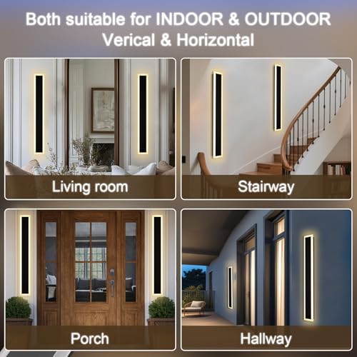 2 Pack Modern Outdoor Long Wall Lights Fixture (2 Count)