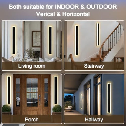2 Pack Modern Outdoor Long Wall Lights Fixture (2 Count)