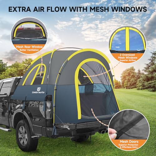 Truck Bed Tent 6.4' ~ 6.7' Easy Set Up Umburato Pickup Truck Tents for Camping