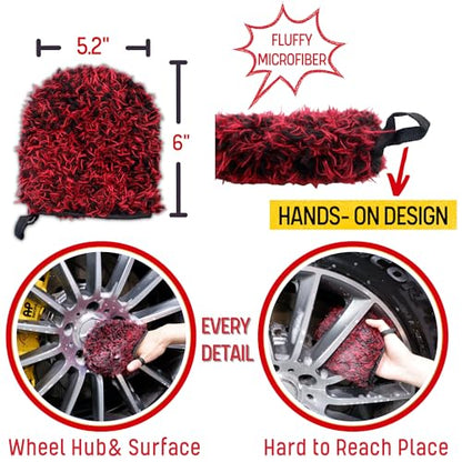 Professional 4 Pack Long Handle Wheel Brush Kit for Cleaning Wheel and Tire