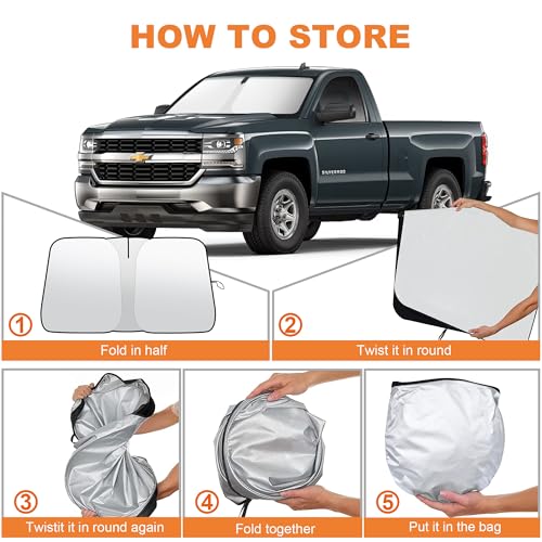 Foldable Front Windshield Sunshade fit for Chevrolet Silverado 2014