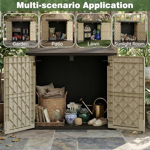 Waterproof Outdoor Storage Box 36 Cu Ft with Lockable Doors