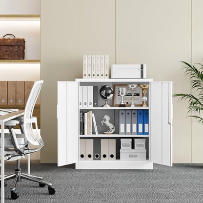 Metal Garage Storage Cabinet with 2 Doors and 2 Adjustable Shelves
