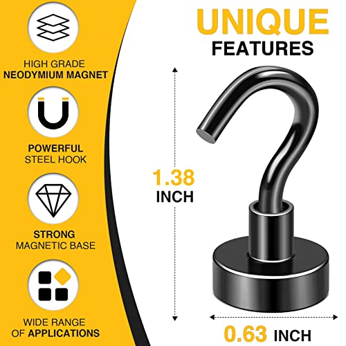 Magnetic Hooks 6pcs 30lbs+ Cruise Essentials 2026 Magnet Hook Black (6 Count)