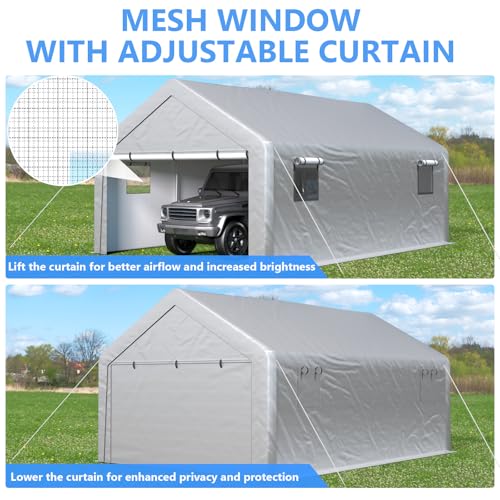 Carport 13x21 FT Enclosed Carport with Roll