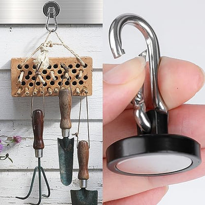 Strong Magnetic Hooks Heavy Duty 200LBS+ Black Swivel Magnet Hook