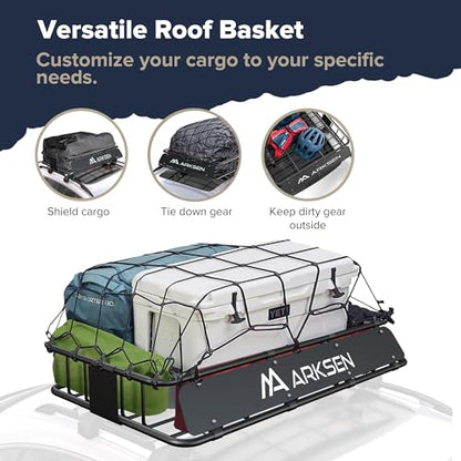 30" x 50" x 6" Extra Wide Roof Rack Basket with Net