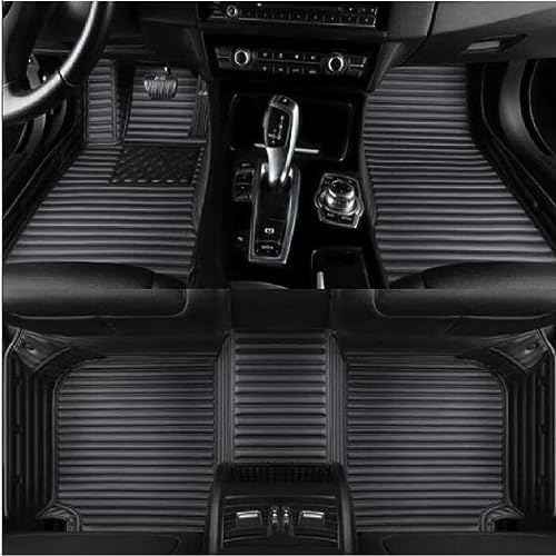 MAEVEN Customized Leather car Floor mats Suitable for 99% of car Models All-Weather Protection Waterproof Anti Slip Men's Women's car Liners (Black Stripe 1)