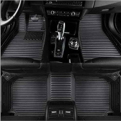 MAEVEN Customized Leather car Floor mats Suitable for 99% of car Models All-Weather Protection Waterproof Anti Slip Men's Women's car Liners (Black Stripe 1)