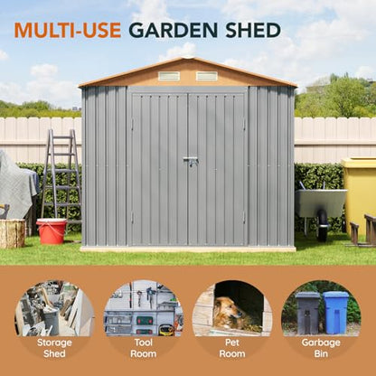 10×8FT Metal Shed & Outdoor Storage Shed with Floor Frame