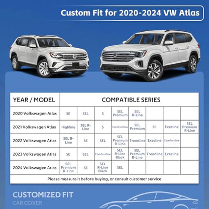 10 Layers SUV Car Cover Custom Fit for Volkswagen VW Atlas