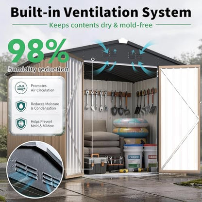 8' x 10' Large Waterproof Metal Outdoor Storage Shed