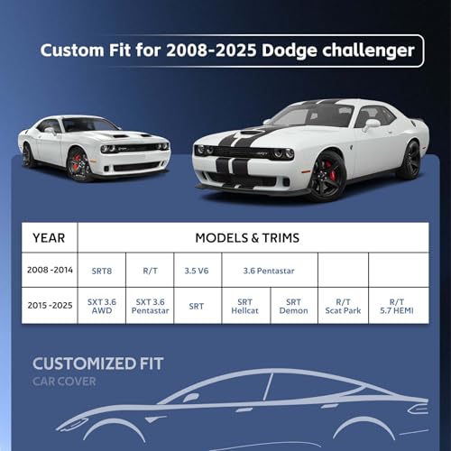 10 Layers Car Cover Custom Fit for Dodge Challenger Hellcat