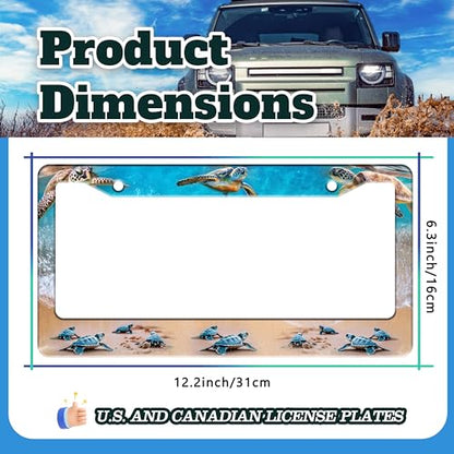 Sea Turtle Beach License Plate Frame Stainless Steel 6.3 X 12.2 Inch