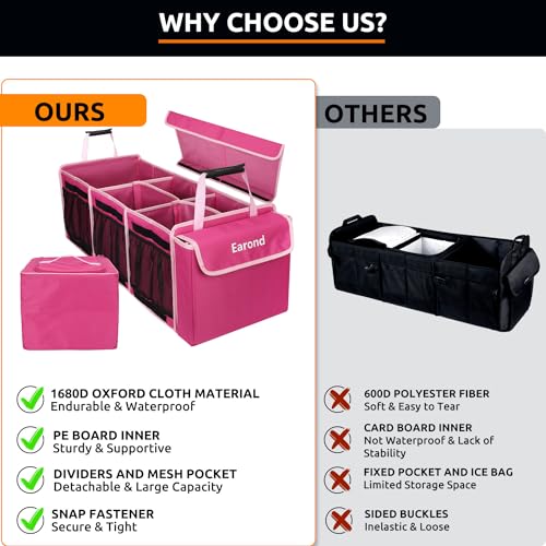 Collapsible Trunk Organizer with Insulated Leakproof Cooler Bag
