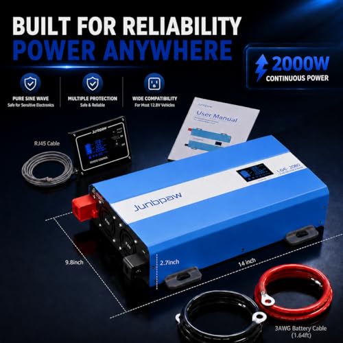 2080W Pure Sine Wave Power Inverter 12V to 120V