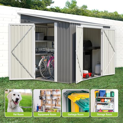 6x8FT Lean to Sheds Metal Outdoor Storage Shed with Floor Frame