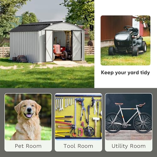 10x12 FT Barn Style Metal Storage Shed