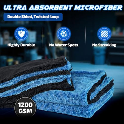 2 Pack 1200 GSM Car Drying Towels