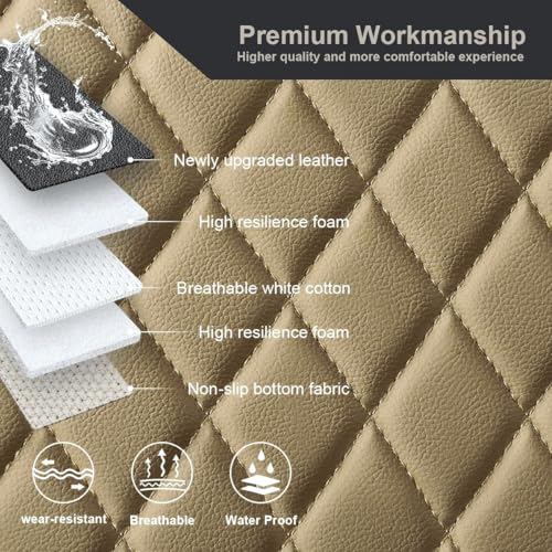 Pu Leather Car Seat Bottom Covers Protectors Include 1 Pair Front Driver Seat Pad Mat and 1 Rear Bench Cover Universal Fit 90% Vehicles
