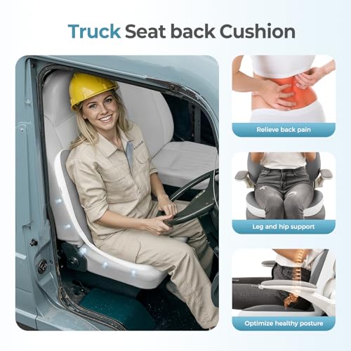 2 in1 Truck Seat Cushion and Lumbar Support Pillow Memory Foam Car Seat Cushion with Adjustable Strap for Truck Driver Long Drives