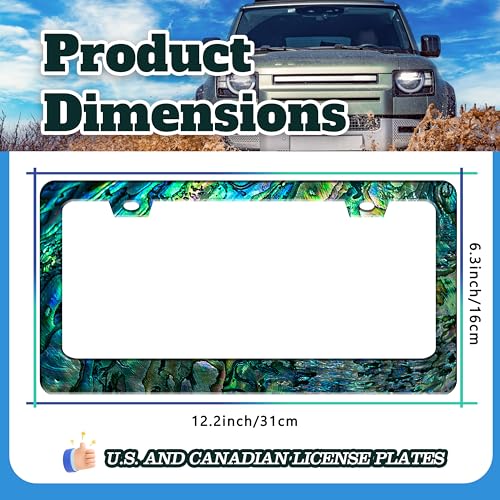 Funny Faux Abalone License Plate Frame Stainless Steel 6.3 X 12.2 Inch
