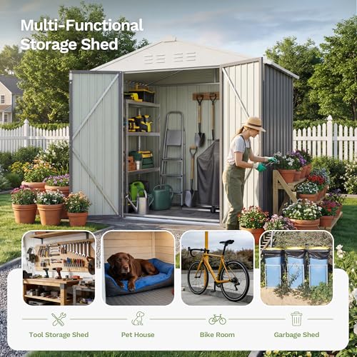 6x4 FT Outdoor Storage Shed with Floor Frame