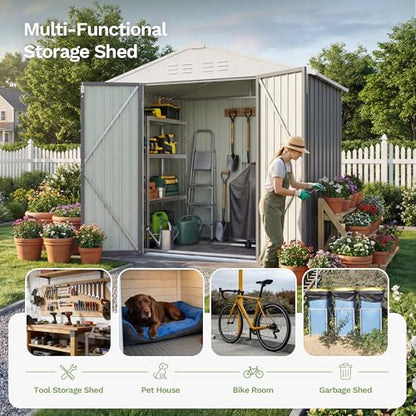 6x4 FT Outdoor Storage Shed with Floor Frame