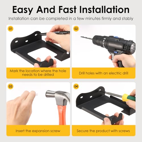 4 Pack Weed Eater Hanger Wall Mounted Bulk Weedeater Garage Trimmer Rack Heavy Duty Garden Tool Hanger Steel Weed Whackers Holder Organizer Hooks for Grass Garden Tools (4 Count)
