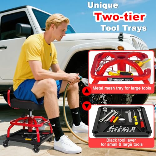 Rolling Shop Stool with Wheels