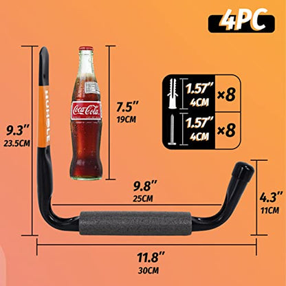 4 Pack 9.8 Inch Jumbo Garage Storage Hooks (4 Count)
