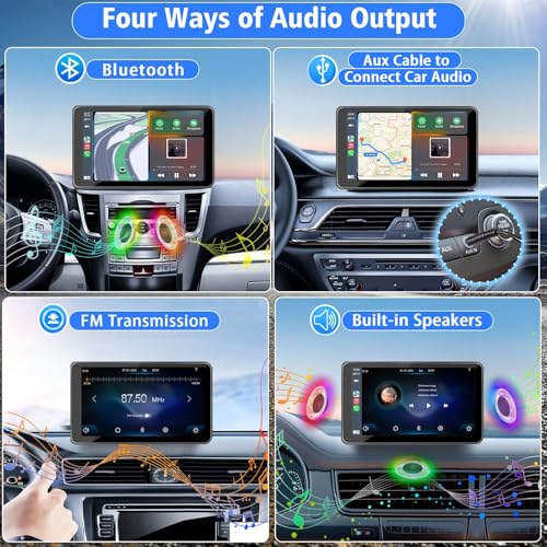 Portable Wireless with Apple CarPlay and Android Auto Screen for Car