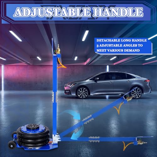 5T Triple Bag Air Jack 11000lbs Pneumatic Jack 3s Fast Lift Up 16in Airbag Jack with Adjustable Long Handle Heavy Duty Triple Air Bag Jack Lift for Cars Garage