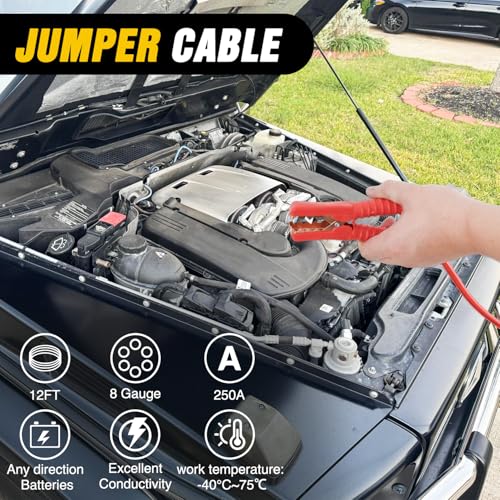 Car Roadside Emergency Kit with Jumper Cables Tow Rope