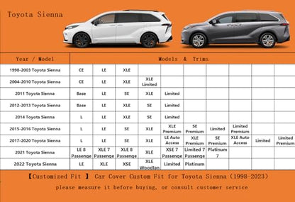 6 Layers Waterproof Car Cover for Toyota Sienna 1997