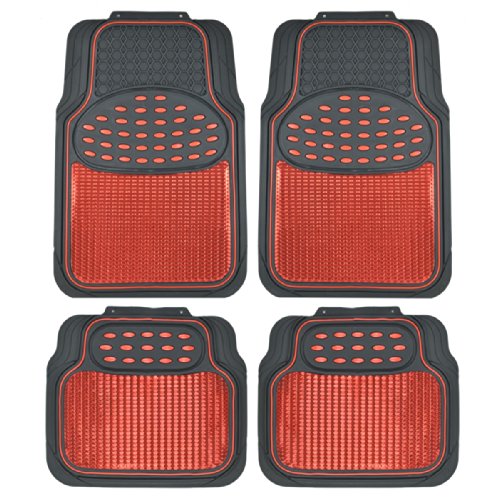 2 Tone Black & Red Floor Mats for Cars
