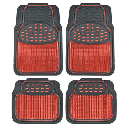 2 Tone Black & Red Floor Mats for Cars