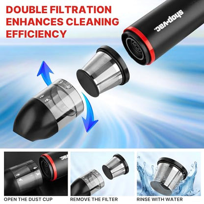 3-in-1 Car Vacuum & Air Duster, 14000Pa Mini Cordless Vacuum