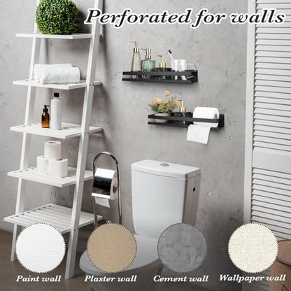 2 Pieces Stainless Steel Shelf Bathroom Shower Floating Shelves Wall Mounted Shower Caddy Basket Shelf Storage Organizer Shelves for Bathroom
