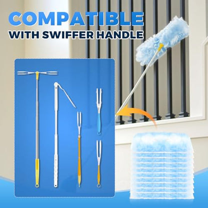 50PCS Microfiber Duster Refills Kit with 5 Handles Compatible with Swiffer (50 Count)