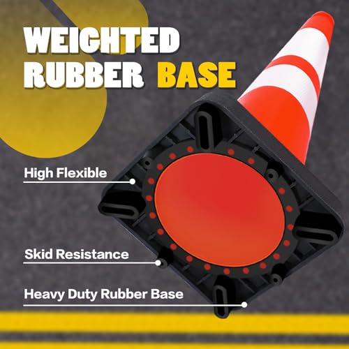Traffic Cones 28 inch Orange 8 Pack Heavy Duty Safety Cones