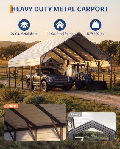 20 ft x 20 ft x13 ft Metal Carport for 2 Cars