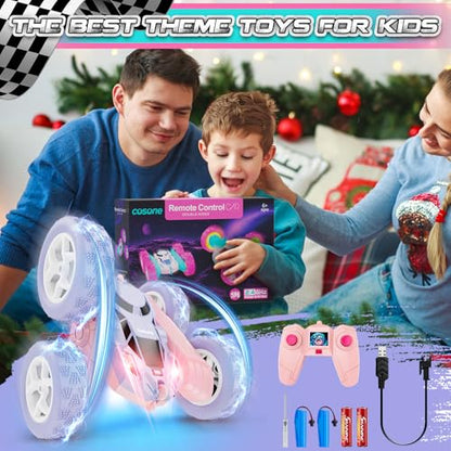 Pink Purple RC Stunt Car for Kids