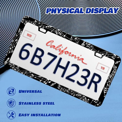 Music Notes License Plate Frame Sheet Music Stainless Steel 6x12 Inch 2Hole